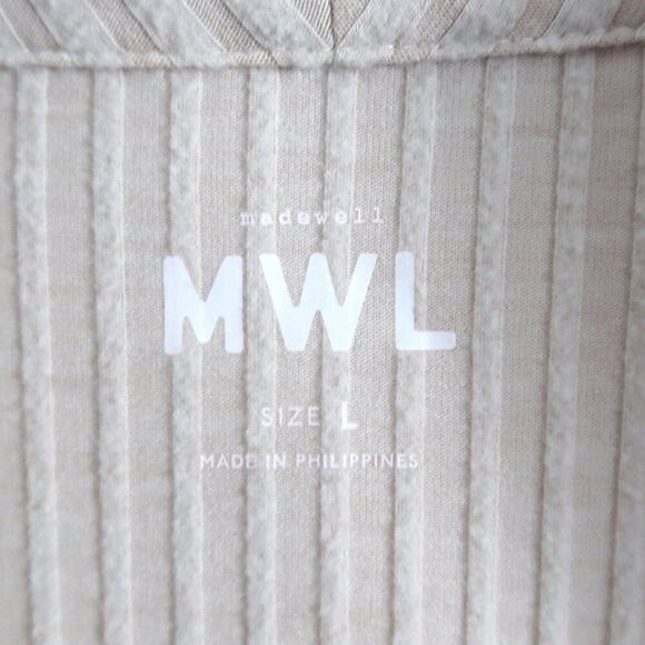 Madewell MWL Brushed Cotton Ribbed Crop Button Front Shirt - Size Large - Picture 7 of 8